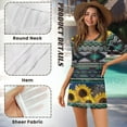 thumbnail image 5 of FKELYI American Tribal Sunflower Green Print Women's Swimsuit Cover Up Soft Bathing Suit Cover Ups Breathable Coverup Half Sleeve Beachwear Dress for Summer Vacation Party, 2XL, 5 of 6