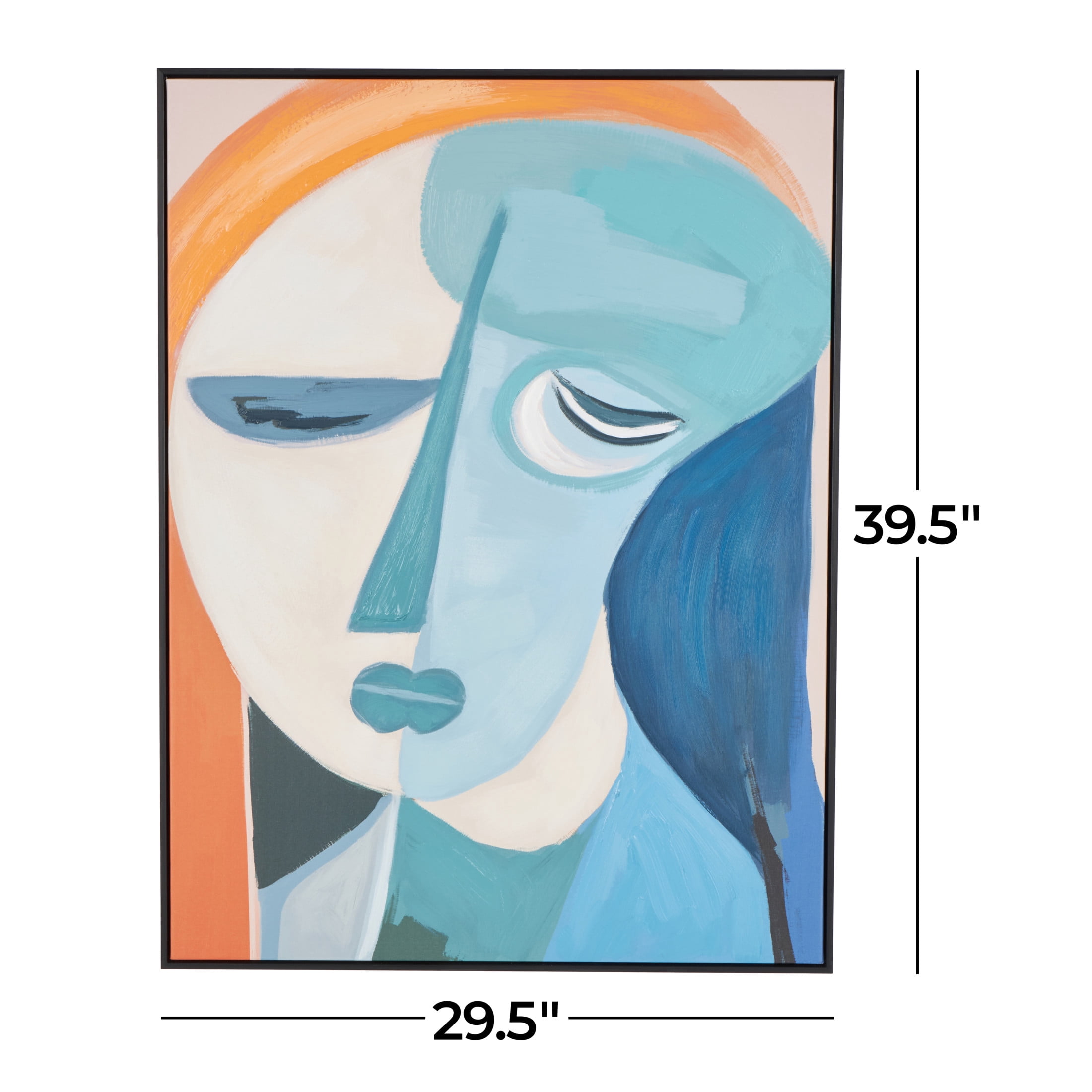 30" x 40" Impressionist Woman Framed Wall Art with Brushed Paint Strokes and Black Frame, by DecMode