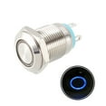 thumbnail image 1 of Interruptor de botón metálico momentáneo Uxcell 12mm de diámetro de montaje 1NO 3-6V luz LED azul, 1 of 5