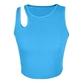 thumbnail image 4 of Gpoecd Camisole Côtelée pour Femmes, Courte avec Design Ajouré, Sans Manches, Col Rond, Coupe Ajustée, Hauts Camisole pour Femmes, Bleu, m, 4 of 4