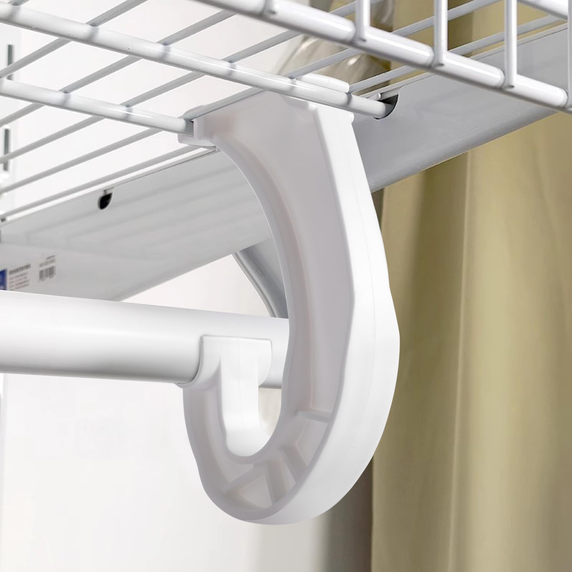 10Pcs Hanging Closet Rod Support - 3/4" J-Shaped Shelf Rod Holder, Sturdy Closet Brackets for Hanging Clothes, Cabinets, Curtain
