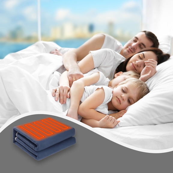 Hyknon Heated Blanket Non-Woven Breathable Electric Throw Blanket 59x31.5" Comfortable Blue Heating Blanket for Living Room Office Car