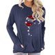 thumbnail image 2 of Camiseta de Mujer Patrón de Sombrero de Navidad Manga de Hombro Caído Cuello Redondo Top Informal con Bolsillo Azul Marino XXL, 2 of 4