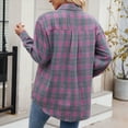 thumbnail image 6 of Towmus Womens and Girls Long Sleeve Flannel Shirt Plus Size Plaid Shirts Casual Lapel Button Down Blouse Tops, 6 of 7