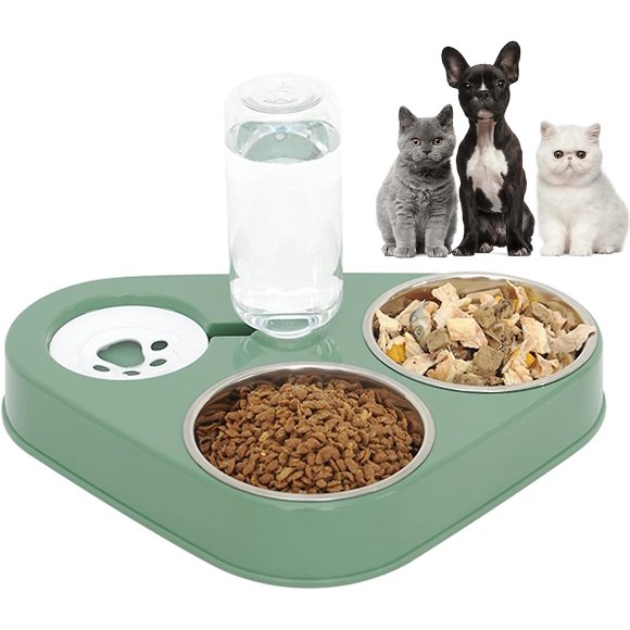Double Bol Inoxydable pour Animaux de Compagnie, Jeux Doubles pour Chat, 3 en 1stockage D'eau Automatique, Coupe Chat pour les Chats Chiens Animaux
