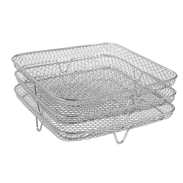 3layers Air Fryer Rack Stackable Grid Grilling Rack for Family (Square)