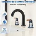 thumbnail image 5 of Wowkk Sanitary Ware Brass Bathroom Sink Faucet 2 Handles Widespread Bathroom Faucet 3 Hole, Pop-Up Drain and cUPC Supply Lines Included, Basin Faucets for Vanity Rv Restroom, Rose Gold Matte Black, 5 of 11