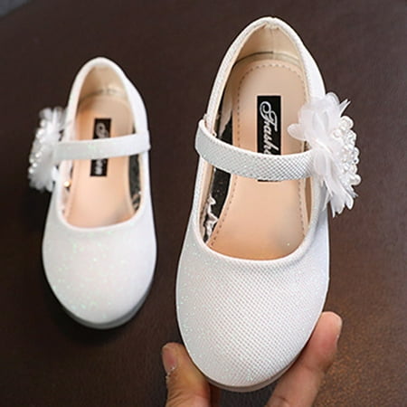 PEASKJP Walking Shoes Girl Children Girls Shoes Flats Soft Sole Cozy Comfort Anti Slip Sneakers Non Slip Work Trainer White 11.5