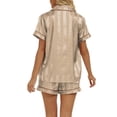thumbnail image 3 of xiaxaixu Ensemble de Pyjama 2 Pcs pour Femmes, Chemise à Manches Courtes à Rayures Classiques + Shorts Ensemble de Nuit, 3 of 6
