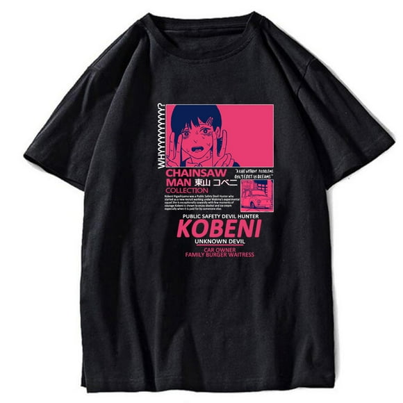 Chainsaw Man Chainsaw Man K Style Harajuku T-Shirts à Manches Courtes pour Femmes T-Shirt Mode Ample Été Nouveau Noir -WEVALLEY