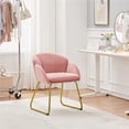 thumbnail image 2 of Yaheetech Flower-Shaped Velvet Accent Chair with Gold Metal Legs for Living Room, Pink, 2 of 7