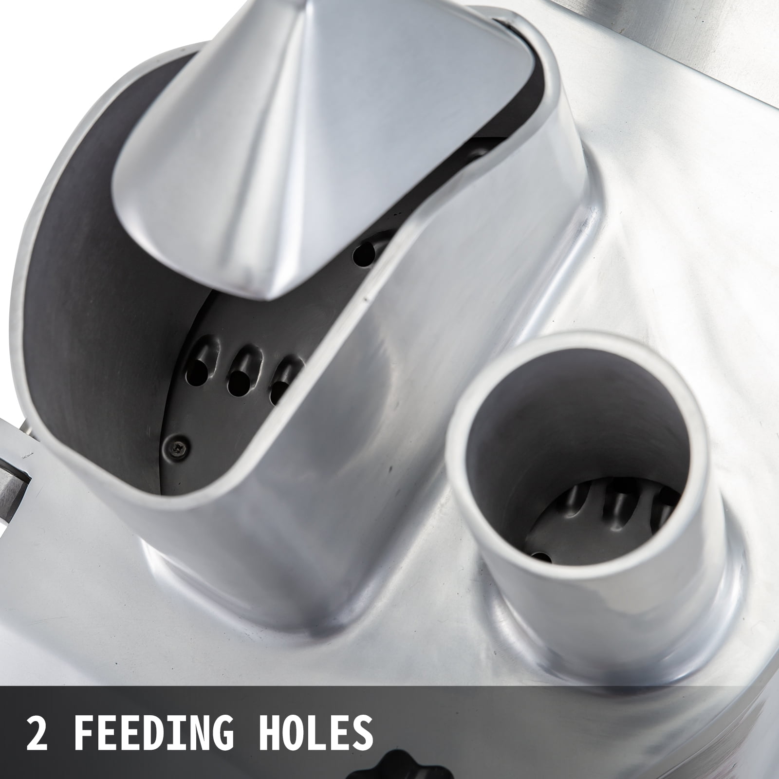 KFFKFF 110V Commercial Food Processor 2 Feeding Holes, 550W Electric Vegetable Slicer 1600 RPM, Stainless Steel Vegetable Processor Detachable 6-blades, 3mm/4mm/7mm Shred, 2mm/4mm Slice