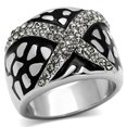 thumbnail image 1 of Alamode TK921-6 Bague en Acier Inoxydable Poli pour Femmes avec Cristal de Qualité Supérieure en Diamant Noir - Taille 6, 1 of 1