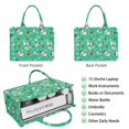 thumbnail image 2 of Large Capacity Tote Bag,Green Christmas Snowman Pattern Handbag Fashion Luxury Tote Bag,15.7"x13"x 5.1" Inches,Laptop Compatible, 2 of 6
