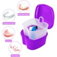 thumbnail image 2 of Colorful Denture Bath Case with Brush, Denture Cup Soaking Holder False Teeth Container Mouth Guard Storage Case Cleaning with Lid Waterproof, 2 of 7