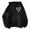 Black, variant on Women's Midweight Fleece Full-Zip Solid Color Heart Print Long Sleeve Sweatshirt With Front Kangaroo Pocket, Loose Relaxed Fit Hooded Top