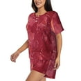 thumbnail image 2 of Uemuo Abstract Red Marble Pattern Women's Short-Sleeved Pajama, Button-Front Loungewear, 2-Piece Summer Sleepwear, Elastic Drawstring Shorts-4X-Large, 2 of 7