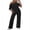 Black, variant on Lounge Sets for Women Off Shoulder Short Sleeve Tops and Long Pants 2 Piece Set Summer Soft Matching Outfit