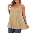 thumbnail image 7 of Fanxing Khaki Ladies Tank Tops XXXXL Plus Size Pleated Flowy Tunics Tanks Sleeveless Dressy Blouses for Women ( Women's Plus L-5XL), 7 of 7