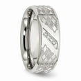 thumbnail image 5 of Solid Stainless Steel and Textured CZ Cubic Zirconia Wedding Band Ring Size 9.5, 5 of 8
