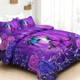thumbnail image 3 of Flymme Butterfly Duvet Cover Set Full Size,3 Pieces Dreamy Purple Butterfly Bedding Set for Women Bedroom Decor Romantic Comforter Cover with Pillowcases, 3 of 10