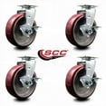 thumbnail image 2 of 6 Inch Poly on Aluminum Swivel Caster Set with Ball Bearings and Brakes SCC, 2 of 2