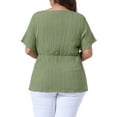 thumbnail image 3 of Agnes Orinda Plus Size Tops for Women Asymmetrical Hem Round Neck Short Sleeve Twist Knot T Shirt Top 4X Grass Green, 3 of 6