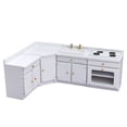 thumbnail image 1 of Set de cocina en miniatura blanco a escala 1:12 hecho a mano en madera, 1 of 2