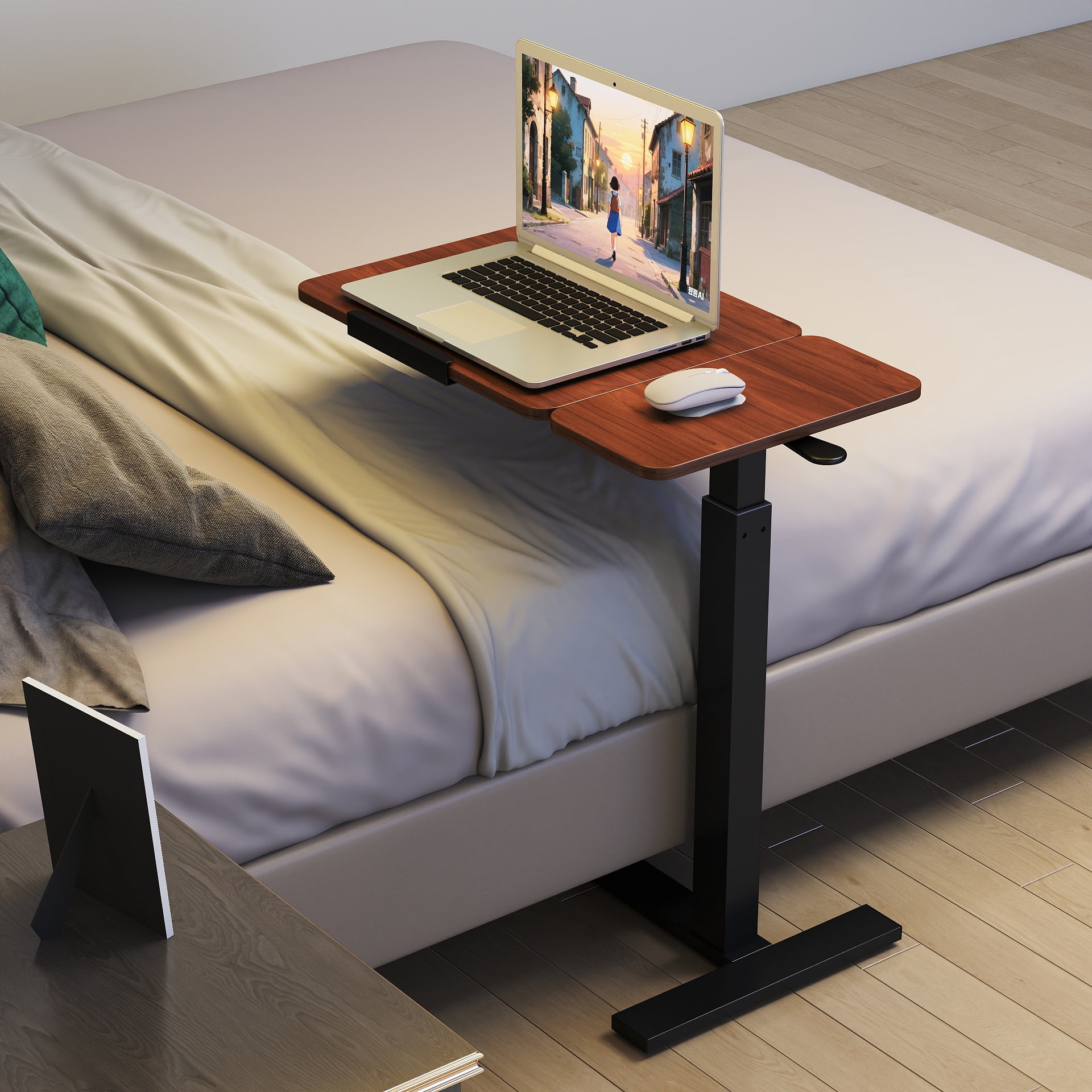 Mobile Standing Desk, Flip Top & 4 Wheels, Adjustable Laptop Table