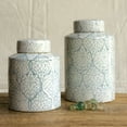 thumbnail image 4 of Creative Co-op Blue & White Decorative Ceramic Ginger Jar with Lid, 4 of 4