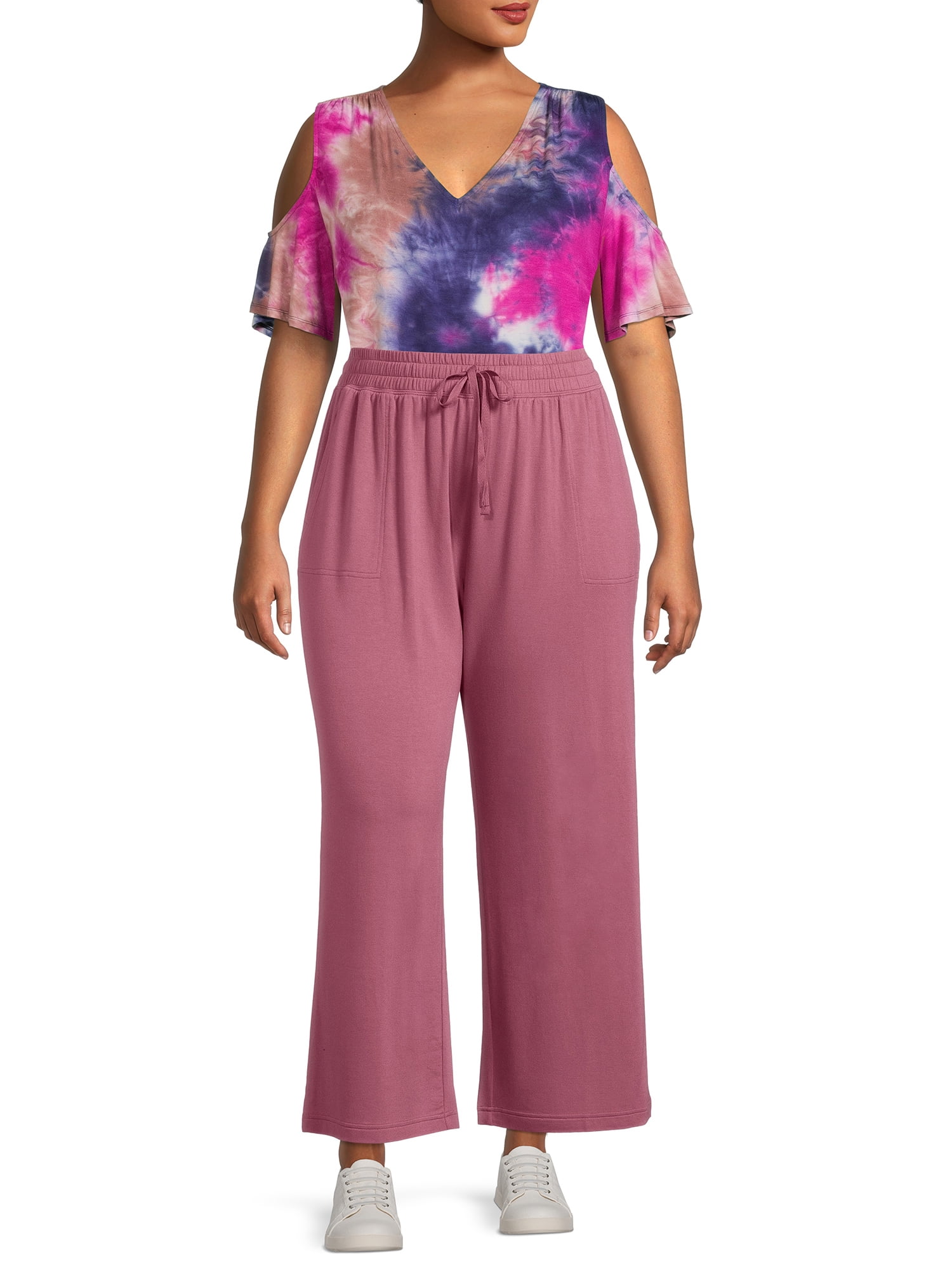 Terra & Sky Women's Plus Size Wide-Leg Knit Pants