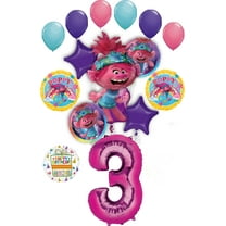 Poppy World Tour 3rd Birthday Party Supplies 15pc Balloon Bouquet Decorations