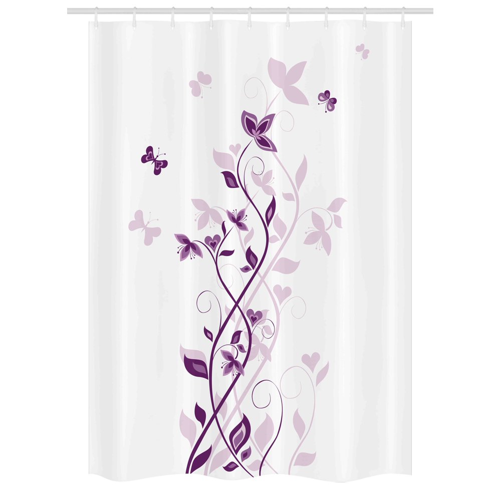 Purple Stall Shower Curtain, Violet Tree Swirling Persian Lilac Blooms