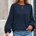 thumbnail image 4 of ClodeEU Long Sleeve Shirts for Women ,Fall Fashion Tunic Tops,Dressy Casual Blouses,Loose Knit Pullover Sweaters Navy,Womens Plus XXL, 4 of 8