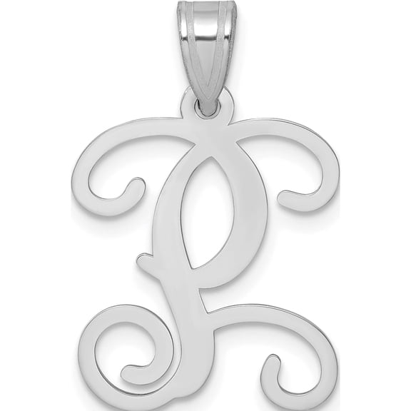Sterling Silver Rhodium-Plated Letter P Initial Pendant Made In United States xna518ss/p