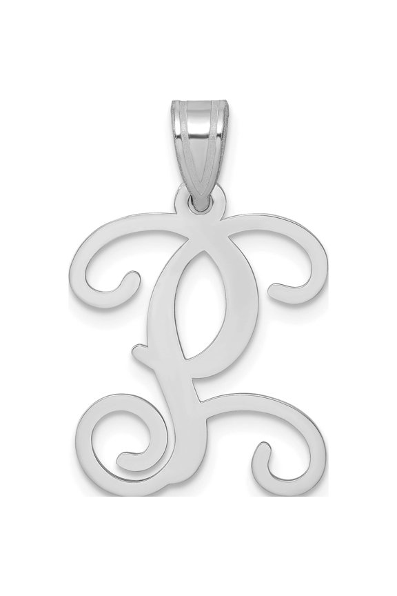 Sterling Silver Rhodium-Plated Letter P Initial Pendant Made In United States xna518ss/p