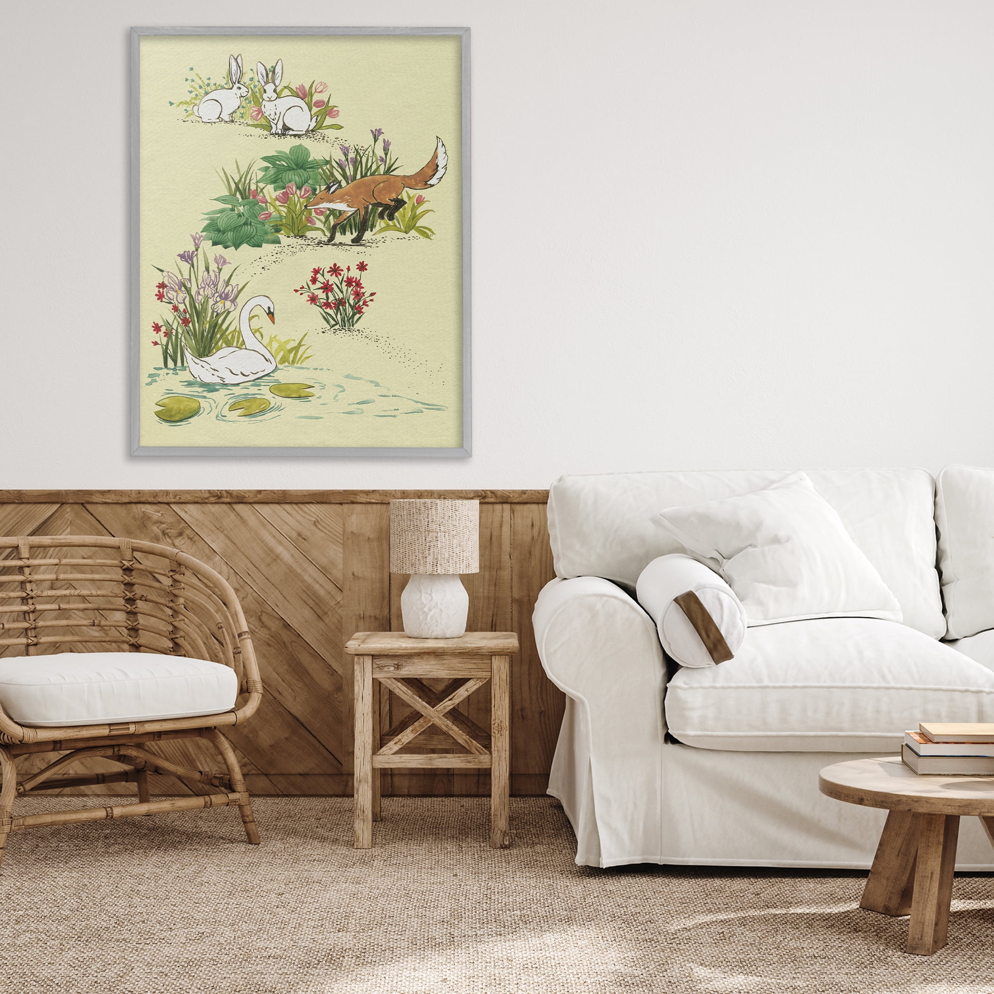 Stupell Industries Animals In Nature Scenes Gray Framed Giclee Art, design by Grace Popp