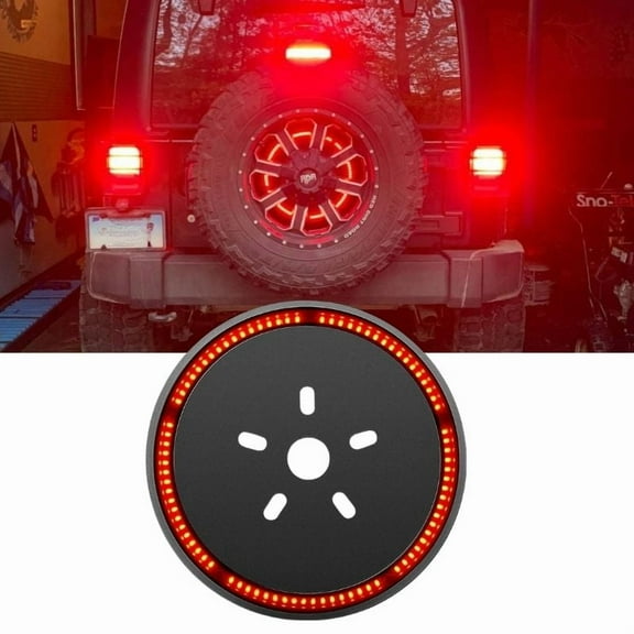Spare Tire Brake Light Wheel Light Third Brake Light LED Ring Rear Wheel Tail Lamp Compatible with Wrangler 2007-2018 JK JKU YJ TJ, Red Light