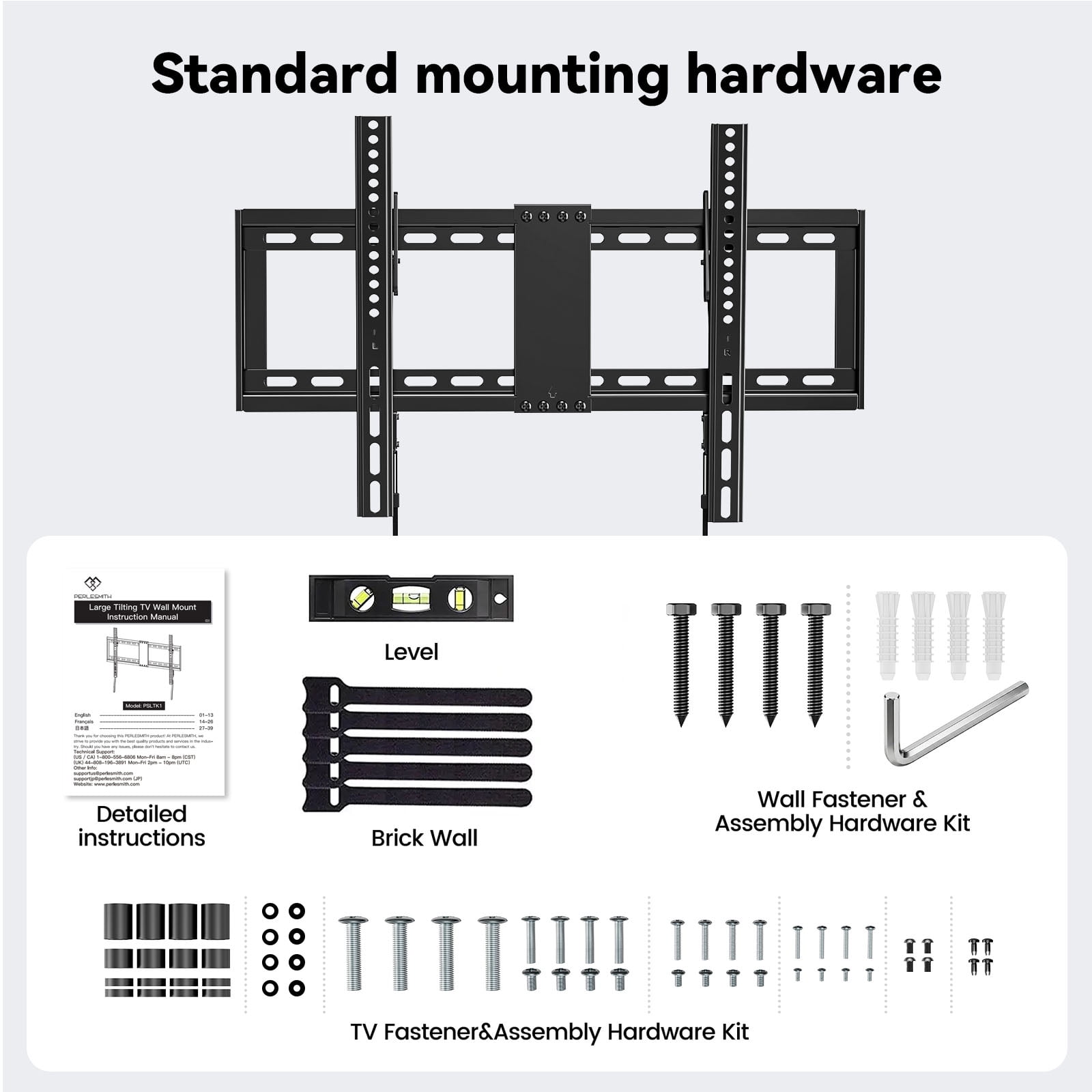 MountFTV Large Tilting TV Wall Mount for 37-95 inch TVs, 1.2"Low Profile TV Mount up to 132lbs,Max 600x400mm, Fit 24" Wood Stud