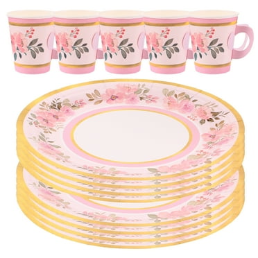 Rose Gold Paper Set Dinnerware Disposable Decorations Plates Tableware ...