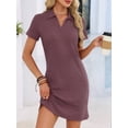 thumbnail image 5 of Women T Shirt Summer Dress Casual Business Mini Loose V-Neck Short Sleeve Dresses Brick Red L, 5 of 10