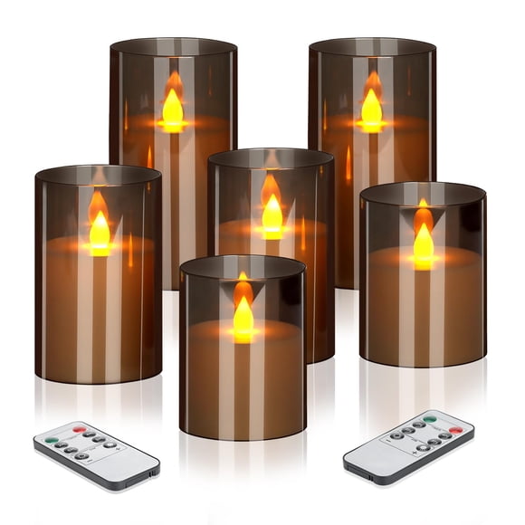 Velas sin llama Wemarry pilares acrílicos 4"-6" paquete de 6