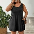 thumbnail image 7 of Htigea Clearance Womens Plus Size Jumpsuits Crew Neck Casual Sleeveless Solid Short Rompers with Pockets Today Deals Black 4XL, 7 of 7