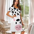 thumbnail image 2 of SEANATIVE Nightgowns for Women Button Up Short Sleeve Lounge Dress Round Neck House Robe Comfortable Fit Nightdress Trendy Sleepwear Housewear for Home Bedroom, XL, Cute Cow Print, 2 of 7
