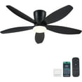 thumbnail image 2 of PHORUS 48" Flush Mount Ceiling Fan with LED Light, Quiet DC Motor, Remote & App Control, 6-Speed Reversible Indoor Ceiling Fan for Bedroom and Living Room,Black, 2 of 10