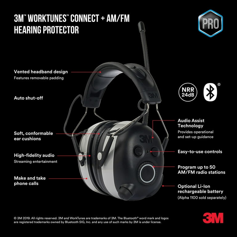 3M WorkTunes Connect, AM/FM Hearing Protector, Bluetooth