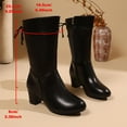 thumbnail image 6 of Lovzfmll Wide Calf Boots for Women, Mid Calf Boots Mid Heel Back Lace Up, Block Heel Pointy Toe Leather Boots Casual Black Boots, 6 of 9