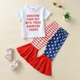 thumbnail image 2 of Ruyang Toddler Girls 4th of July Outfits Kids Independence Day USA Set Boys Short Sleeve Summer Top Ruffle Trumpet Long Pants, 2 of 8