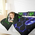 thumbnail image 4 of jejeloiu Stereoscopic Honeycomb Hexagon Full Size Comforter Sets,Modern Game Console Bedding Comforter Set,Gradient Green Blue Bedding Sets For Men Women,Breathable Home Decor Reversible,3pcs, 4 of 8