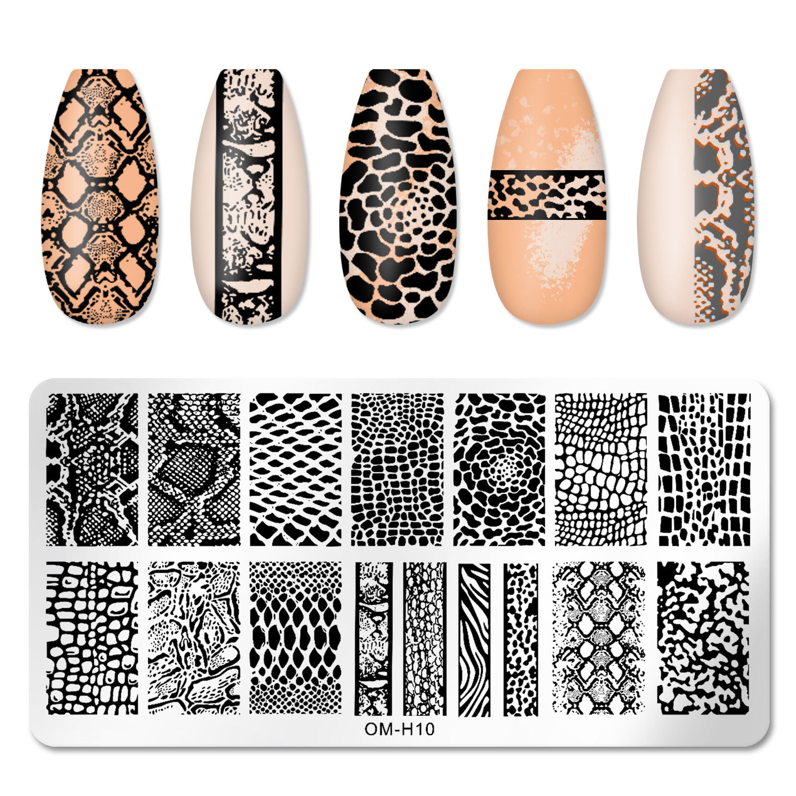 Snake Leopard Nail Stamping Plates English Letter Love Heart Leaves Flowers  Design Printing Plates Nails Art Stencil Stamp Tools